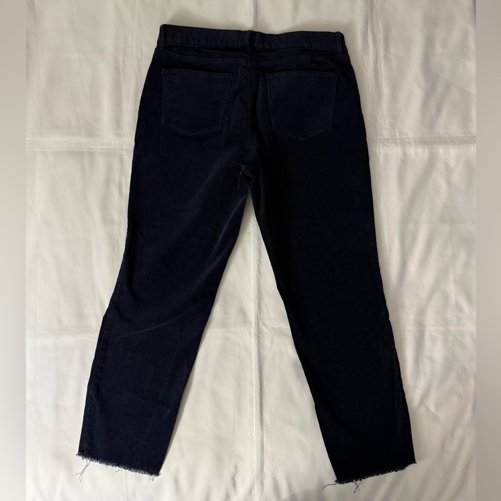 Talbots Flawless Five-Pocket Petites Navy Slim Ankle Frayed Hem Corduroy Pants - Picture 10 of 10